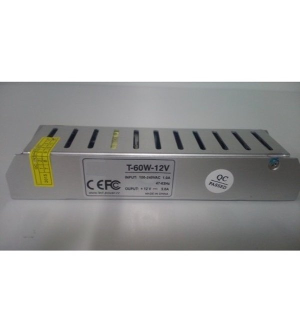 T-60W-12V-S 60W 12Vdc/5A İç Mekan Sabit Voltaj Led Sürücü