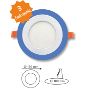 12+6W Beyaz-Mavi Renkli Panel Led Armatür