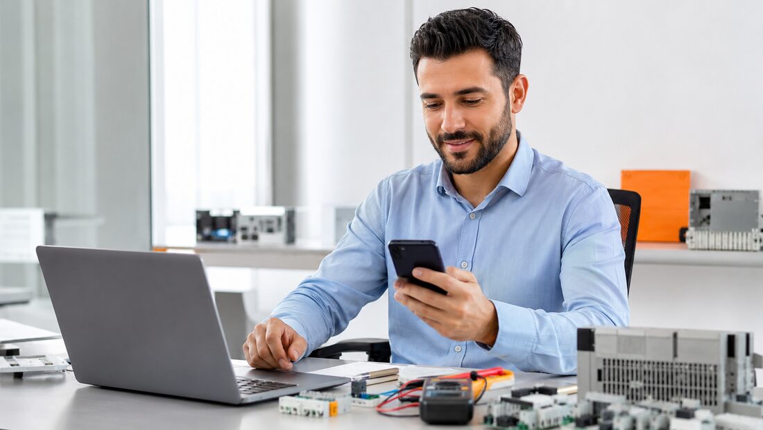 Teklif talebini inceleyen teknik satış danışmanı